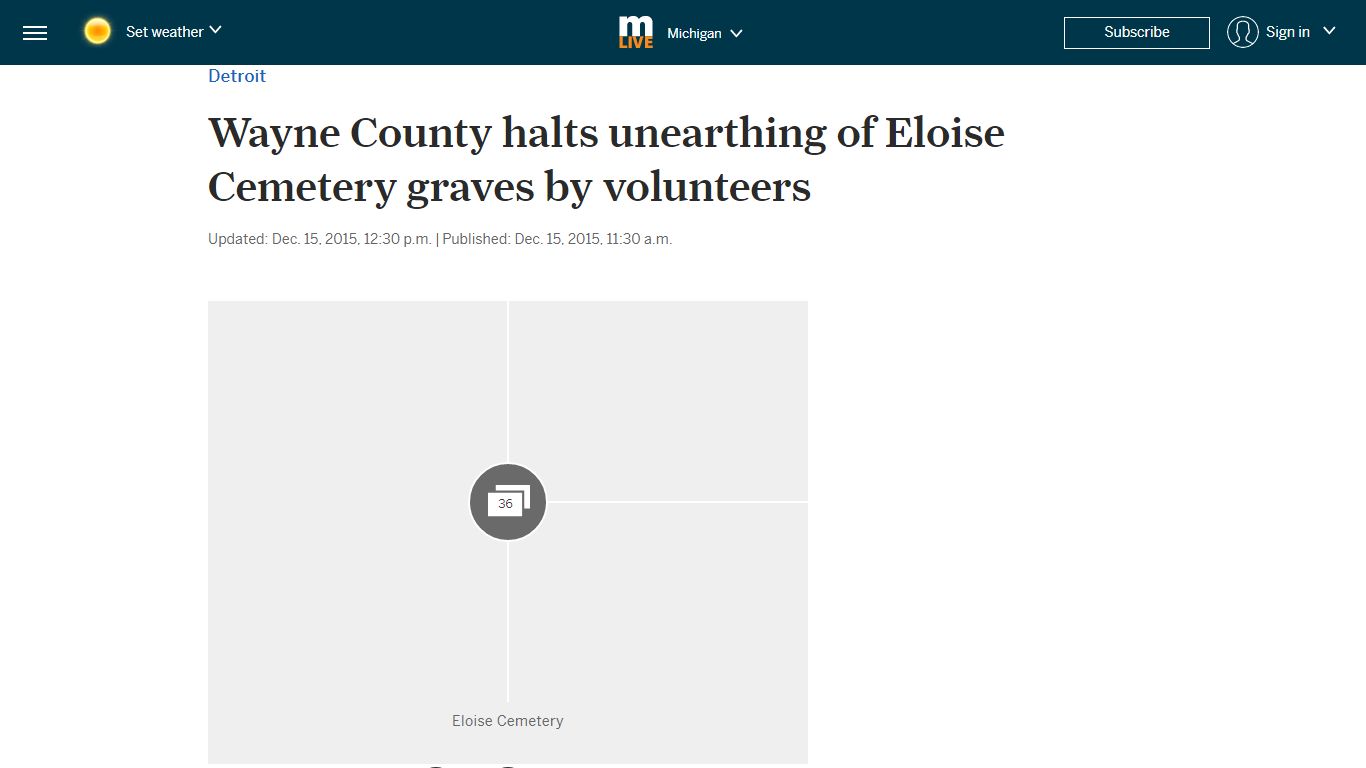 Wayne County halts unearthing of Eloise Cemetery ... - mlive