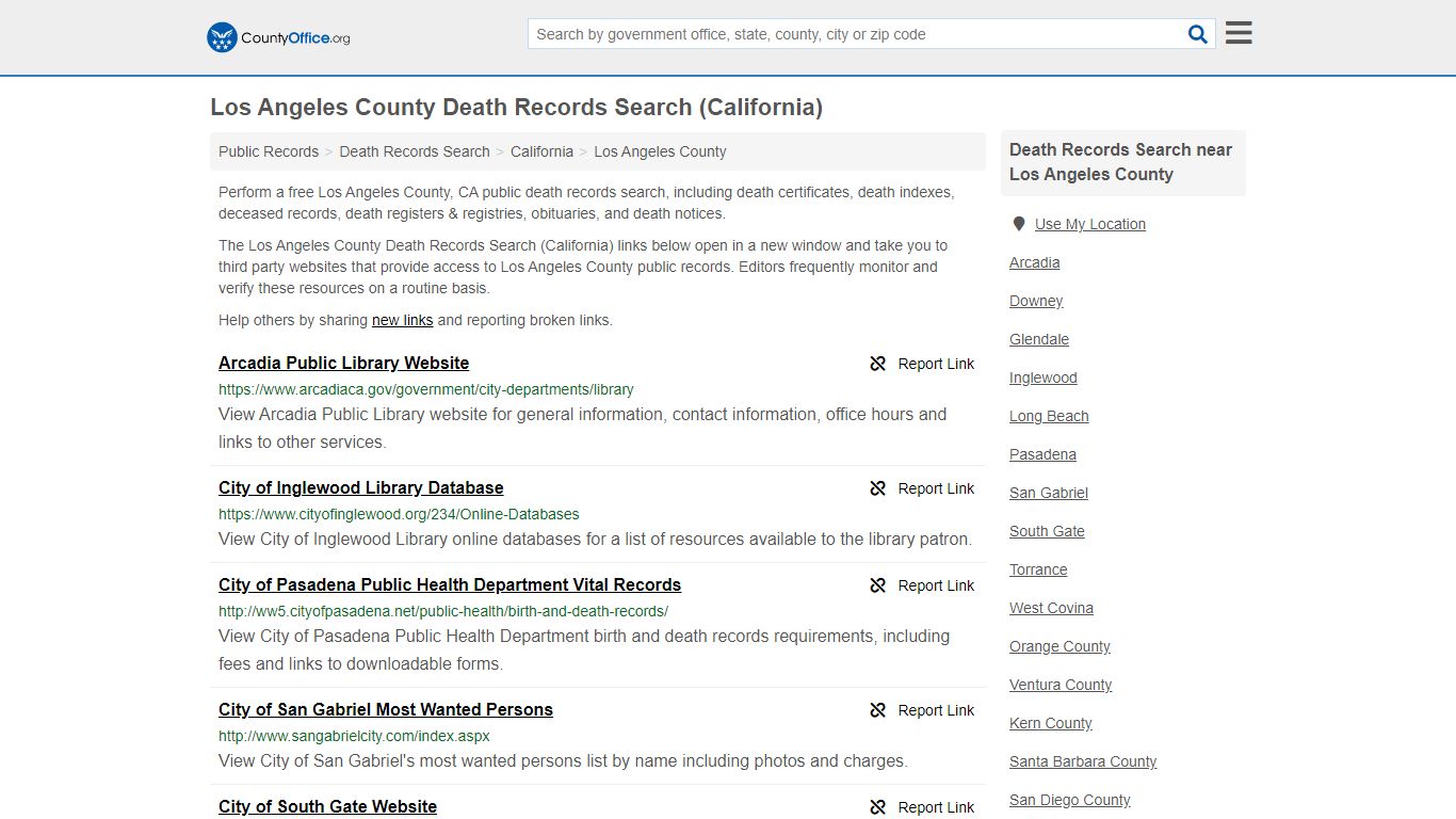 Death Records Search - Los Angeles County, CA (Death ...